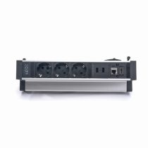   TOO DPS-113-3S IP20, 3x 2P+F, 2x USB-A, RJ45, HDMI, ezüst asztalra rögzíthető elosztó
