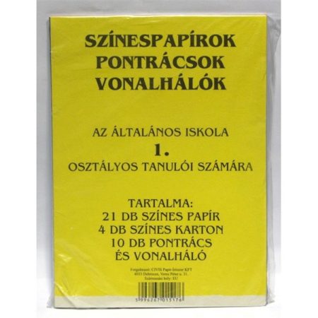 1. osztályos pontrácsos színes papírkészlet