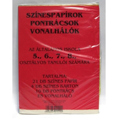 5-8. osztályos pontrácsos színes papírkészlet