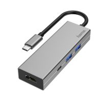   Hama 200107 ezüst USB 3.1 Type-C HUB (2x USB A, 1x USB TYPE-C, HDMI)