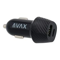   AVAX CC302B CARLY 20W Autós töltő USB A (QC)+Type C (PD), fekete