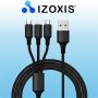 Izoxis 3in1 USB Type-C/microUSB/Lightning gyorstöltő kábel