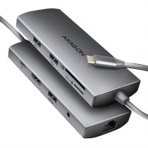   AXAGON HMC-8HLSA USB-C 3.2 Gen 1 3x USB-A + 4K/30Hz HDMI + SD/microSD GLAN Audio PD 100W hub