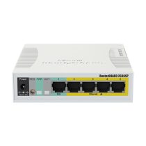   MIKROTIK Cloud Smart Switch 5x1000Mbps (POE Out) + 1x1000Mbps SFP, Menedzselhető, Asztali  - CSS106-1G-4P-1S