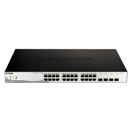 D-LINK Switch 24x1000Mbps (24xPOE) + 4xGigabit kombó SFP Menedzselhető Rackes, DGS-1210-28MP/E