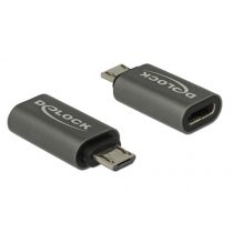   DELOCK Átalakító USB 2.0 Micro-B male > USB 2.0 Type-C female antracit