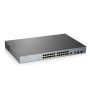 ZYXEL Switch 24x1000Mbps (24xPOE) + 2xGigabit kombó SFP Menedzselhető Rackes, GS1350-26HP-EU0101F