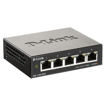 D-LINK Switch 5x1000Mbps Fémházas Asztali Menedzselhető, DGS-1100-05V2/E