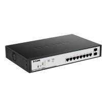   D-LINK Switch 8x1000Mbps (8xPOE) + 2xGigabit SFP Fémházas Asztali Menedzselhető, DGS-1100-10MPV2/E