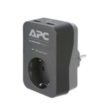 APC túlfeszültségvédő dugalj, PME1WU2B-GR, 1 DIN 2USB