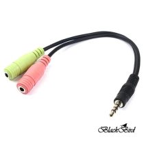   BLACKBIRD Átalakító Headset Stereo jack 1x 3.5mm 4 pin male to 2x 3.5mm 3 pin female (OMTP)