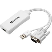 SANDBERG Kijelző konverter, VGA+Audio to HDMI Converter