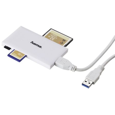 HAMA 181017, USB 3.0 SUPERSPEED "SLIM" MULTI KÁRTYAOLVASÓ, FEHÉR