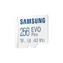 SAMSUNG Memóriakártya, EVO Plus microSD kártya (2021) 256GB, CLASS 10, UHS-1, U3, V30, A2, + Adapter, R130/W