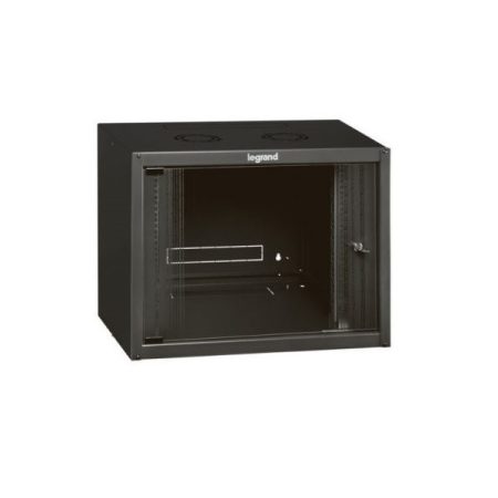 LEGRAND fali rack szekrény 19' 9U MAG: 494 SZÉL: 600 MÉLY: 450 antracit egyrészes üvegajtós készre szerelt MAX: 27 kg L