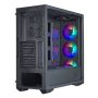 COOLER MASTER Ház Midi ATX MasterBox MB520 ARGB + 4db Ventilátor, Tápegység nélkül, Üvegfalú, Fekete