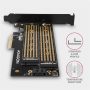 AXAGON PCEM2-DC PCIE NVME+SATA M.2 ADAPTER (PCI-Express x4 adapter hűtővel akár két M.2 lemez számítógéphez)