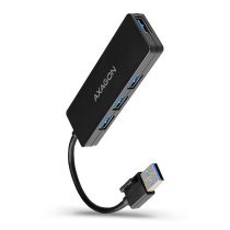   AXAGON HUE-G1A SUPERSPEED USB SLIM HUB, FEKETE (USB 3.2 Gen 1 hub ultrabookokhoz., 14 cm-es kábel)