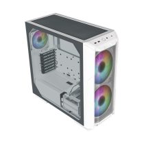   COOLER MASTER Ház Midi ATX HAF 500 ARGB + 4db Ventilátor, Tápegység nélkül, Üvegfalú, fehér