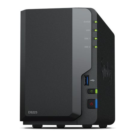 SYNOLOGY NAS 2 fiókos DS223 Realtek RTD1619B 4x1,7GHz, 2GB DDR4, 1x1GbE, 3xUSB3.2Gen1