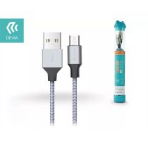   DEVIA USB - MICRO USB ADAT- ÉS TÖLTŐKÁBEL 1 M-ES VEZETÉKKEL - TUBE FOR ANDROID USB 2.4A - SILVER/BLUE