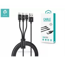   DEVIA USB TÖLTŐKÁBEL 1,2 M-ES VEZETÉKKEL - GRACIOUS SERIES 3IN1 F OR LIGHTNING/MICROUSB/TYPE-C - 5V/3A - BLACK