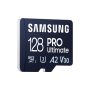 SAMSUNG Memóriakártya, PRO Ultimate microSD with Reader 128GB, Class 10, V30, A2, Grade 3 (U3), R200/W130, +Adapter