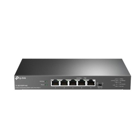 TP-LINK Switch 5x2.5G(4xPOE++) Fémházas Asztali, TL-SG105PP-M2