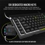 CORSAIR Vezetékes Billentyűzet Gaming, K55 RGB PRO, 6 programozható billentyű, Cseppálló, Csuklótámasz, US, fekete