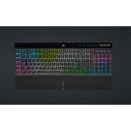 CORSAIR Vezetékes Billentyűzet Gaming, K55 RGB PRO XT, 6 programozható billentyű, Cseppálló, Csuklótámasz, US, fekete