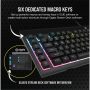 CORSAIR Vezetékes Billentyűzet Gaming, K55 RGB PRO XT, 6 programozható billentyű, Cseppálló, Csuklótámasz, US, fekete