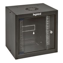   LEGRAND fali rack szekrény 10' 6U MAG: 362 SZÉL: 320 MÉLY: 300 antracit egyrészes üvegajtós készre szerelt MAX: 12 kg Li