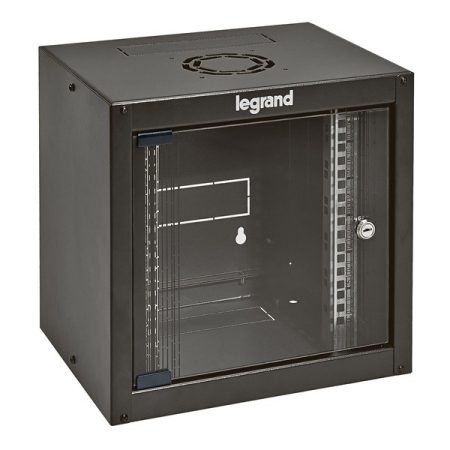 LEGRAND fali rack szekrény 10' 6U MAG: 362 SZÉL: 320 MÉLY: 300 antracit egyrészes üvegajtós készre szerelt MAX: 12 kg Li