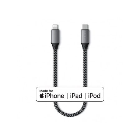 Satechi USB-C - lightning kábel (MFI), szőtt, 25cm - Space Grey