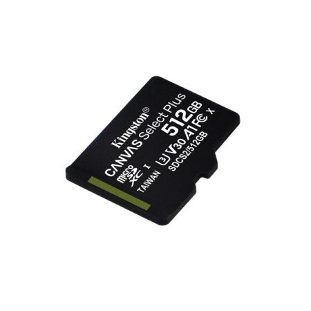 KINGSTON Memóriakártya MicroSDXC 512GB Canvas Select Plus 100R A1 C10 Adapter nélkül