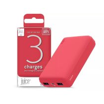   JUICE UNIVERZÁLIS HORDOZHATÓ, ASZTALI AKKUMULÁTOR TÖLTŐ - ECO 3 POWER BANK - 2XUSB +TYPE-C - 10.000 MAH - PIROS