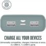 JUICE UNIVERZÁLIS HORDOZHATÓ, ASZTALI AKKUMULÁTOR TÖLTŐ - ECO 3 POWER BANK - 2XUSB +TYPE-C - 10.000 MAH - ÉJFEKETE ZÖLD