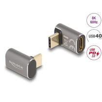   DELOCK Átalakító USB 40 Gbps Type-C male > female PD 3.0 100W 90 fokos 8K 60Hz fém