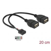   DELOCK kábel USB pin header female > 2x USB 2.0 Type-A female 20cm