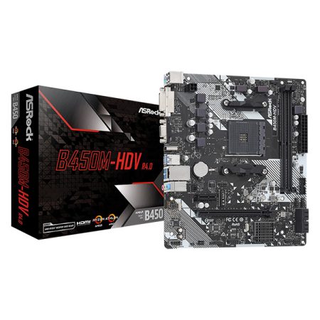 ASROCK Alaplap AM4 B450M-HDV R4.0 AMD B450, mATX