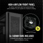 CORSAIR Ház 7000D AIRFLOW, 3x140mm Ventillátorral, Tápegység nélkül, Edzett Üveg, fekete