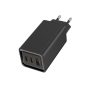 COLORWAY USB töltő adapter, GaN3 Pro Power Delivery (USB-A + 2 USB TYPE-C) (65W) fekete (CW-CHS039PD-BK)