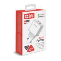   COLORWAY USB töltő adapter, Power Delivery Port PPS USB (Type-C PD + USB QC3.0) (45W) white (CW-CHS042PD-WT)