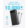 ANKER Powerbank 20000mAh, 65W, 1xUSB-C, 1xUSB-A, Beépített USB-C töltő kábel, fekete - A1383H11