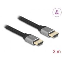   DELOCK kábel HDMI male / male összekötő 48 Gbps 8K 60Hz tanúsítvánnyal 3m szürke