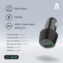 AVAX CC302B CARLY USB A (QC)+Type C (PD) 20W autós töltő, fekete