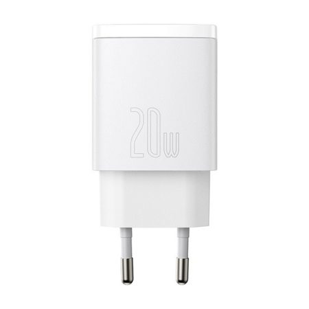 Baseus Compact Quick Charger U+C 20W hálózati gyorstöltő, fehér