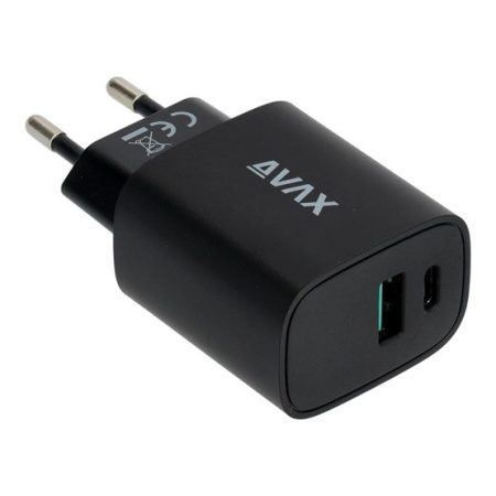 AVAX CH600B SPEEDY+ USB A (QC)+Type C (PD) 20W gyors hálózati töltő, fekete