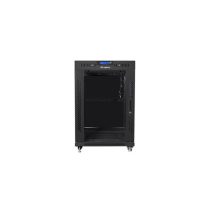   Lanberg 19" szabadon álló rack szekrény 15U/600X800 üvegajtó, lapraszerelt, LCD kijelző, fekete V2