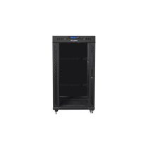   Lanberg 19" szabadon álló rack szekrény 22U/600X800 üvegajtó, lapraszerelt, LCD kijelző, fekete V2